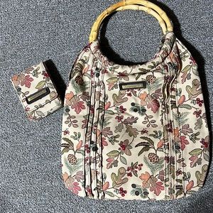 Longaberger Homestead autumn floral print purse & wallet
